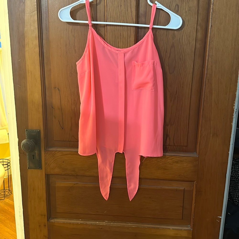 Candies Hot pink silk tank top with bottom tie
